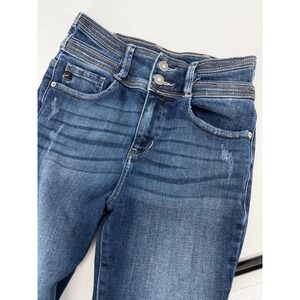 KanCan Womens High Rise Double Button Skinny Jeans Dark Wash Size 5 26